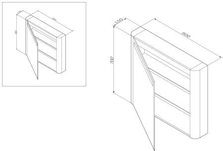 Зеркальный шкаф с подсветкой 80 см, AM.PM Sensation (M30MCL0801GG), левый, мятный