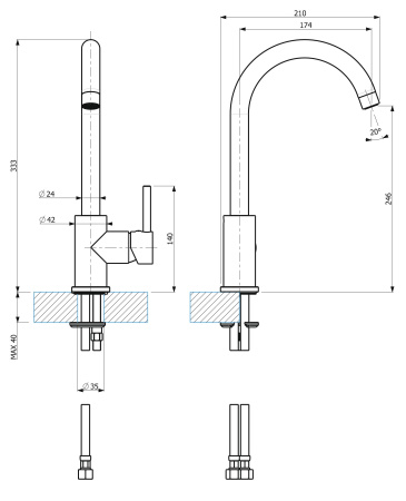 Смеситель для кухни REGINOX BOLSENA Chrome (400035R00CH)