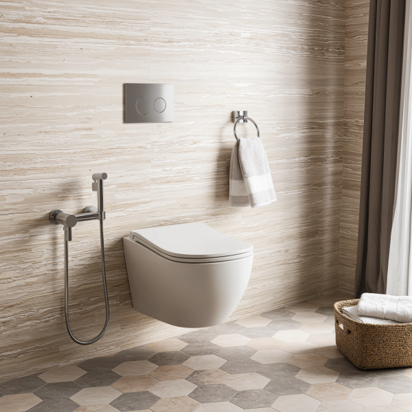 Эргономичный подвесной безободковый унитаз D&K München (DT1566516), с сиденьем микролифт