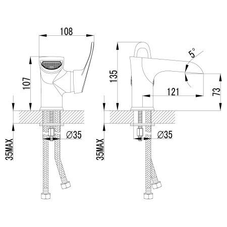 Смеситель для раковины с каскадным изливом LEMARK Omega LM3146C