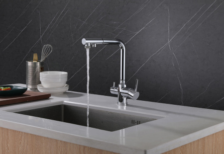 Смеситель для кухни ABBER Emotion (AF8814) с подключением к фильтру и выдвижной лейкой