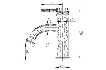 Смеситель для умывальника ZORG ANTIC (A 115U-SL) античное серебро