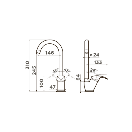 Смеситель для кухни OMOIKIRI Umi GR (4994266) серый