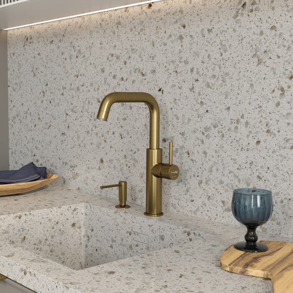 Смеситель для кухни под фильтр WasserKRAFT Kitchen (A8587) матовое золото