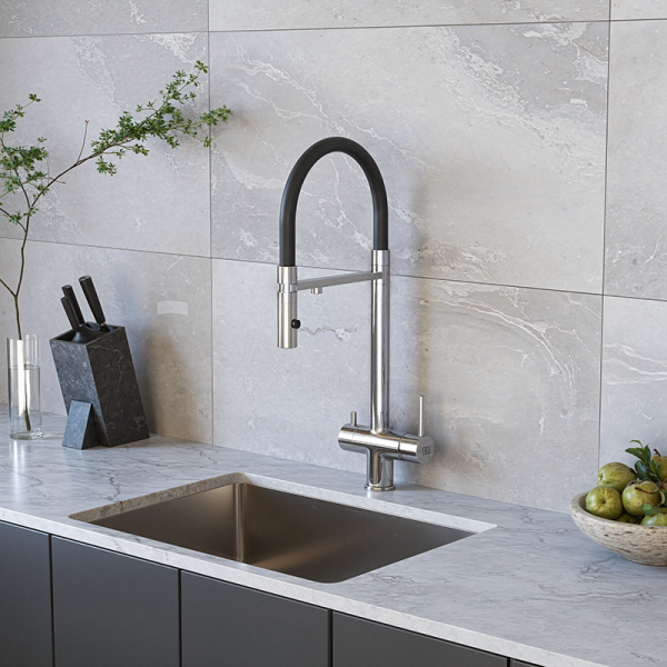 Смеситель для кухни с фильтром и гибким изливом DQ Kitchen (DA1462501Chrome) хром