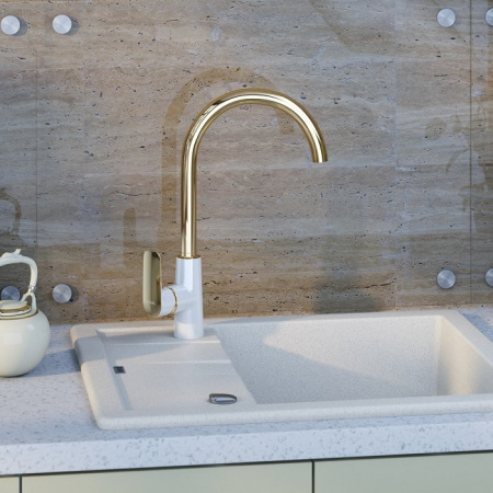 Смеситель для кухни IDDIS Cloud (CLOWG00i05), белый-золото