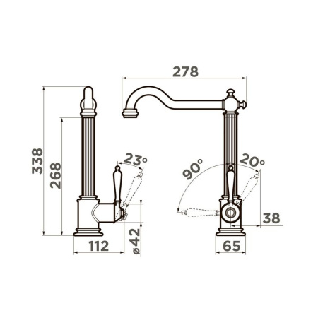 Смеситель для кухни OMOIKIRI Toshima (4994326) с подключением к фильтру, античное серебро