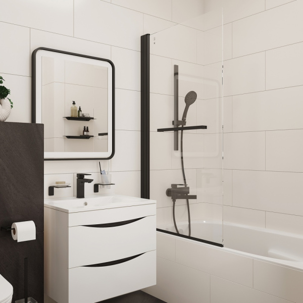 Шторка на ванну, 75 x 145 см, IDDIS Slide (SLI5BS7i90), черная