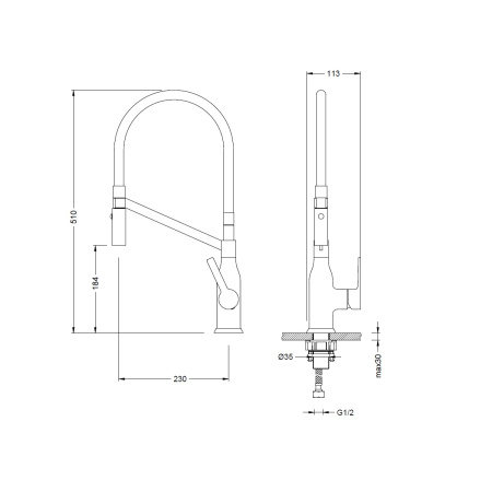 Смеситель для кухни с гибким изливом Zeegres Z.LAZIO (65085601) хром/черный