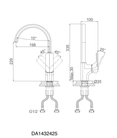 Смеситель для кухни DK Berlin.Technische (DA1432425) черный матовый