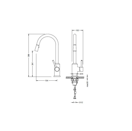 Смеситель для кухни с выдвижным изливом Zeegres Z.TARANTO (67085001)