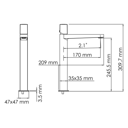 Смеситель для накладной раковины WasserKRAFT серия Naab (8603H)
