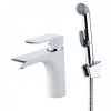 Смеситель для раковины с гигиеническим дущем IDDIS Calipso (CALSB00i08), белый