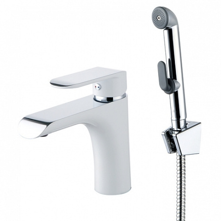 Смеситель для раковины с гигиеническим дущем IDDIS Calipso (CALSB00i08), белый
