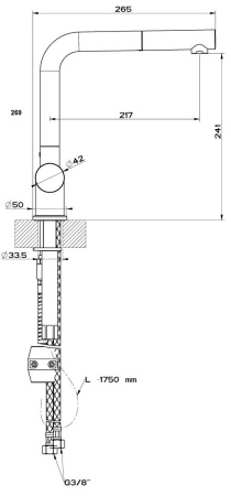 Смеситель для кухни REGINOX BELAYA (K767K Brashed) с вытяжной лейкой, сталь