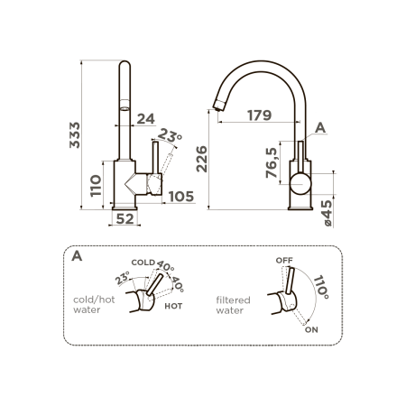 Смеситель для кухни с подключением к фильтру OMOIKIRI Shinagawa 2 Plus-C (4994338)