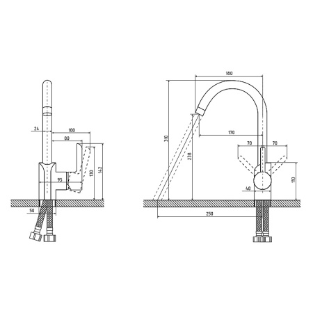 Смеситель для кухни Osgard Ionic (91073) хром/черный