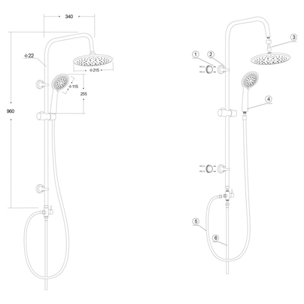 Душевая система для душа Osgard Grunan (10050) без излива