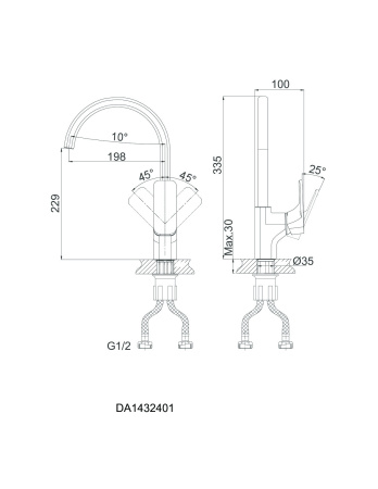 Смеситель для кухни DK Berlin.Humboldt (DA1432412) зеленый-хром