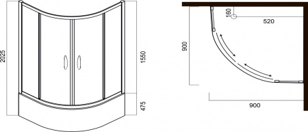 Стёкла для душевого уголка, 90х90 см Am.Pm Sense deep (W75G-222A090WT)