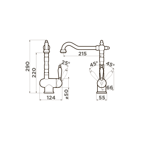Смеситель для кухни OMOIKIRI Kyoto-SI (4994297) античное серебро