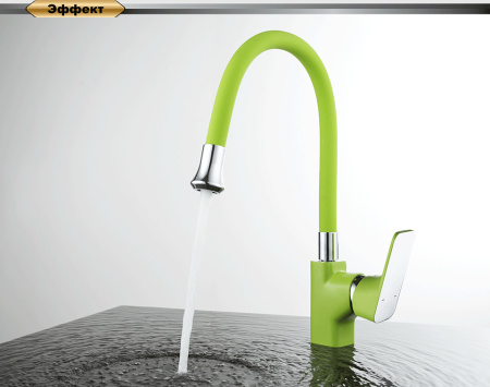 Смеситель для кухни DK Berlin.Humboldt (DA1432912) с гибким изливом, зеленый-хром