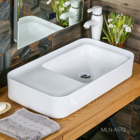 Раковина накладная на столешницу MELANA (A572) прямоугольная, белая