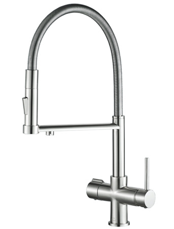 Смеситель для кухни ZORG Steel Hammer (SH 2002 SATIN) с гибким изливом, сатин