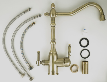 Смеситель для кухни ESKO FLORENCE (FR 519 Br) с подключением к фильтру, бронзовый