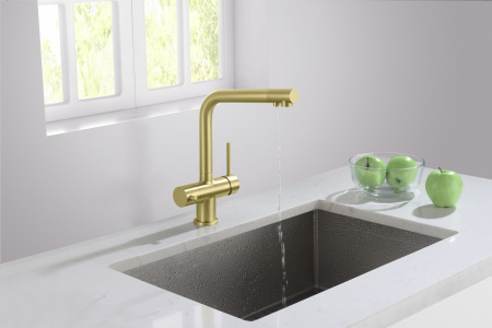 Смеситель для кухни Timo Saona (2396/17F) с подключением фильтра, золото