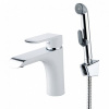 Смеситель для раковины с гигиеническим дущем IDDIS Calipso (CALSB00i08), белый