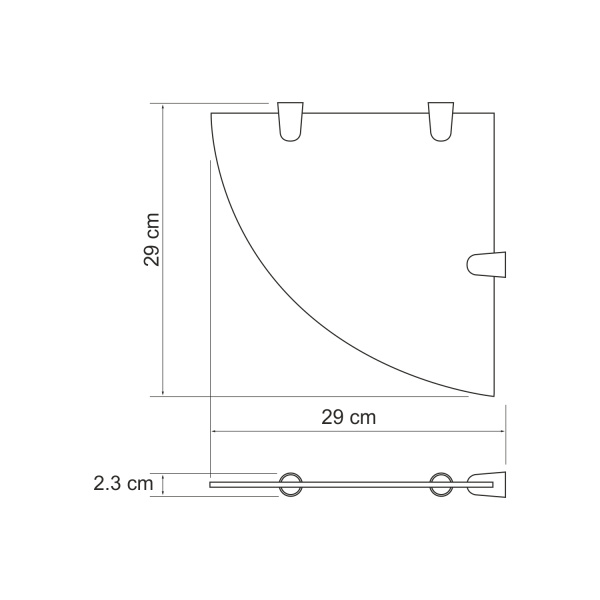 Полка стеклянная угловая WasserKRAFT (K-533N) покрытие никель