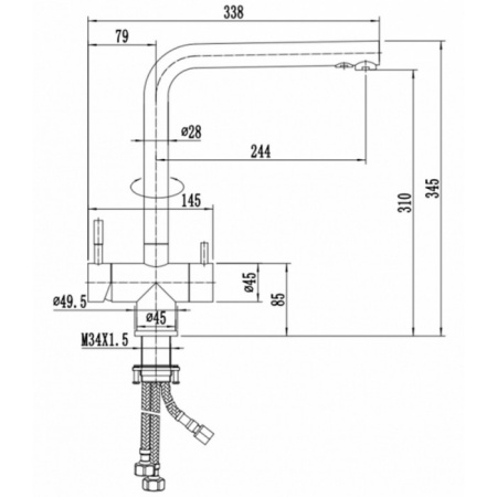 Смеситель для кухни с подключением к фильтру ZORG (SZR-2020 BR/ GRAFIT) графит