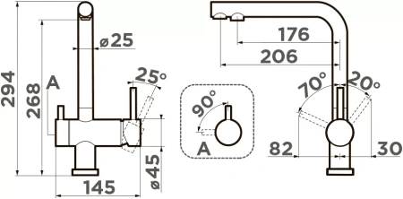 Комплект смеситель для кухни OMOIKIRI Nagano (4064.8028) с фильтром Pure Drop Lite, платина
