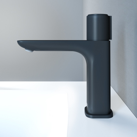 Смеситель для умывальника IDDIS Slide (SLIBLBTi01) черный, с кнопочным управлением