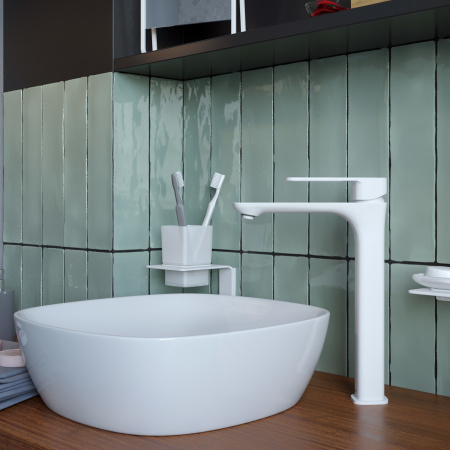 Смеситель для накладной раковины IDDIS Slide (SLIWT01i01) белый матовый