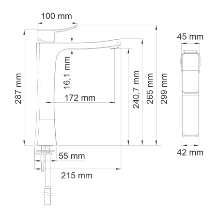 Смеситель для накладной раковины WasserKRAFT Aller (1063H)