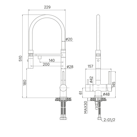 Смеситель для кухни с фильтром и гибким изливом IDDIS Ace (ACEMGFFi05), золото