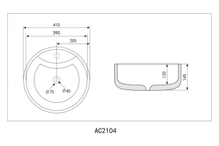 Раковина накладная круглая ABBER серия Bequem (AC2104) белая