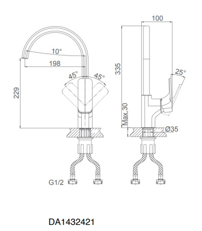 Смеситель для кухни DK Berlin (DA1432422) жасмин Смеситель для кухни DK Berlin (DA1432422) жасмин