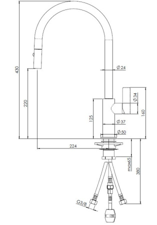 Смеситель для кухни REGINOX Japura Black (K1015K), двухрежимная вытяжная лейка