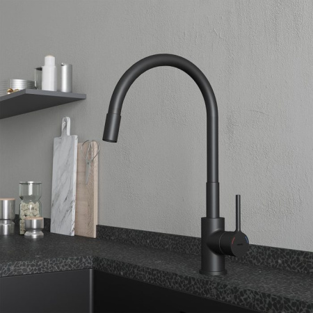 Смеситель для кухни с гибким изливом Milardo Meal (M01BL0FM05), черный