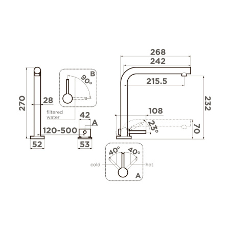 Смеситель для кухни OMOIKIRI Nara 2 Plus (4994368) с подключением к фильтру, сталь