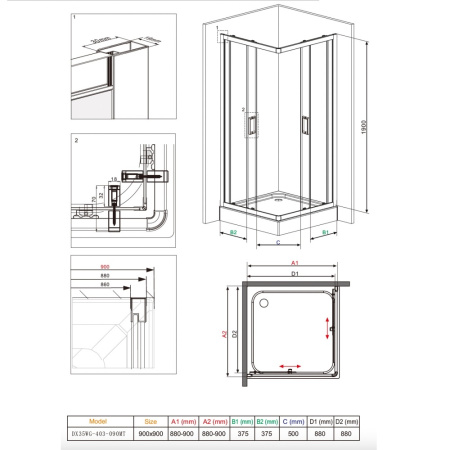Душевое ограждение 90х90 см Damixa Skyline Square(DX35WG-403-090MT) без поддона
