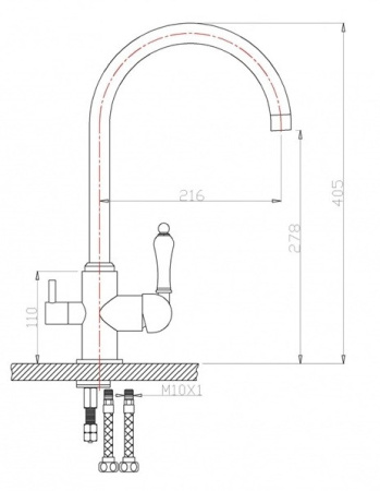 Смеситель для кухонной мойки ZORG Sanitary (ZR 317 YF-33), хром