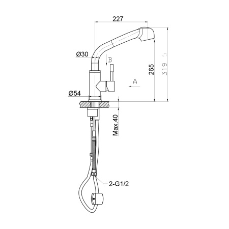 Смеситель для кухни LEMARK серия Expert с вытяжным изливом, сталь LM5076S