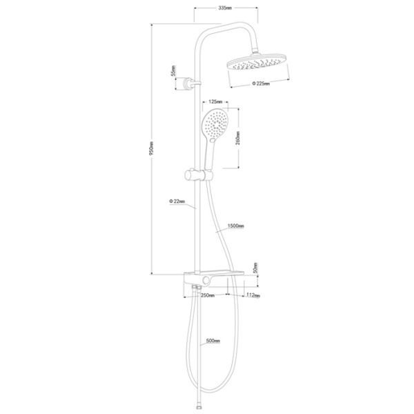 Душевая система для душа Osgard Grunan (10090) без излива
