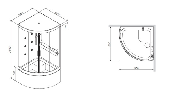 Душевая кабина с глубоким поддоном 90х90 Am.Pm Like (W80C-019A-090MTA)