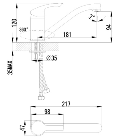 Смеситель для кухни LEMARK серия Strike с поворотным изливом LM1104C