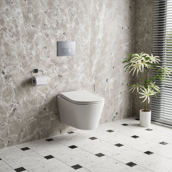 Эргономичный подвесной безободковый унитаз D&K Bamberg (DT1556516), с сиденьем микролифт